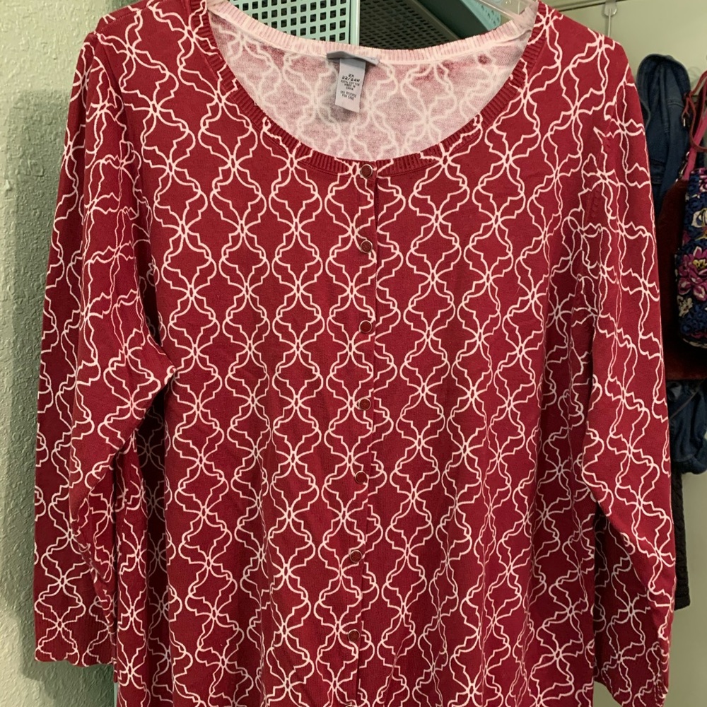 Catherine’s Brick Red Mosaic Print Cardigan